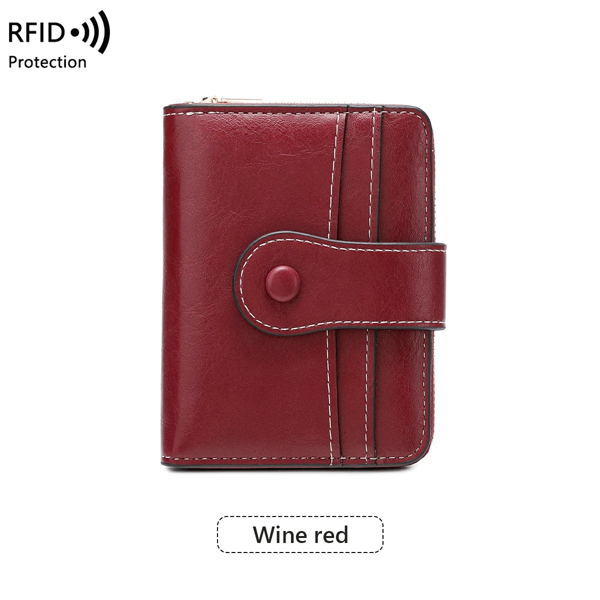 RFID Blocking Women's Short Wallet, Multifunctional Multi Card Slot Card Holder, Fashionable Retro Buckle Coin Purse