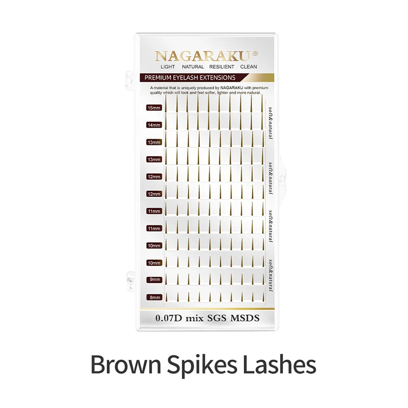 NAGARAKU A-Shape Tapered Flat Base Fluffy Eyelash Extension Spikes – Matte Cluster Makeup