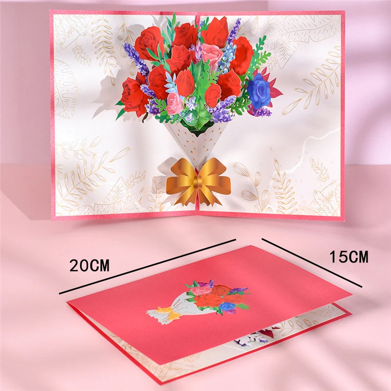 Pop-Up Flower Card Flora 3D Greeting Card for Birthday Mothers Father's Day Graduation Wedding Anniversary Get Well Sympathy