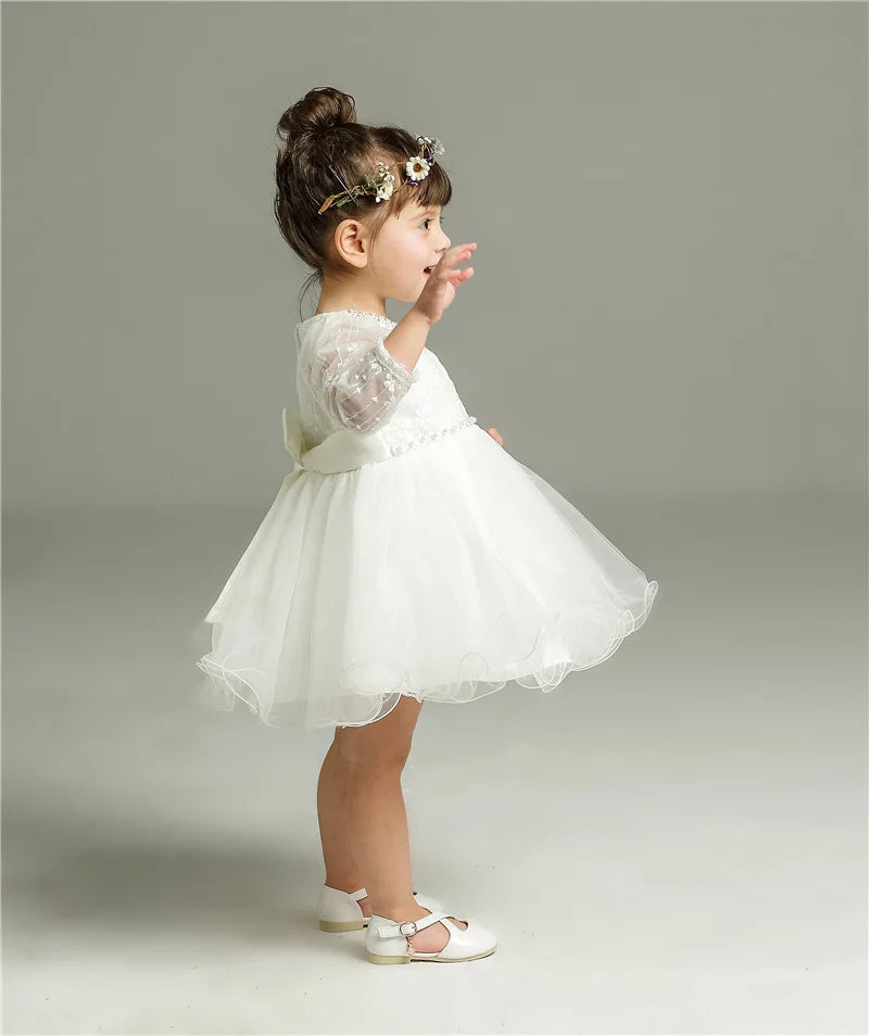 Hetiso Baby Girls Dress Long Sleeve Kids First Birthday Ball Gown Infant Dresses for Baptism Bridesmaid party 3-24 month