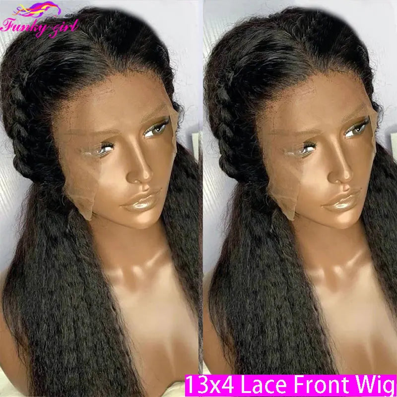 30 Inch Kinky Straight 13x4 Lace Front Human Hair Wig 13x1 Transparent Lace Wigs Brazilian Remy Hair Lace Closure Wig For Women