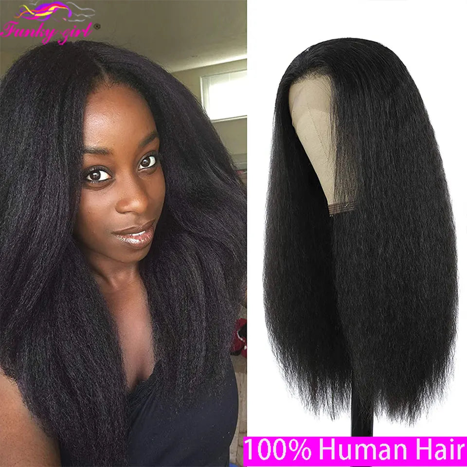 30 Inch Kinky Straight 13x4 Lace Front Human Hair Wig 13x1 Transparent Lace Wigs Brazilian Remy Hair Lace Closure Wig For Women