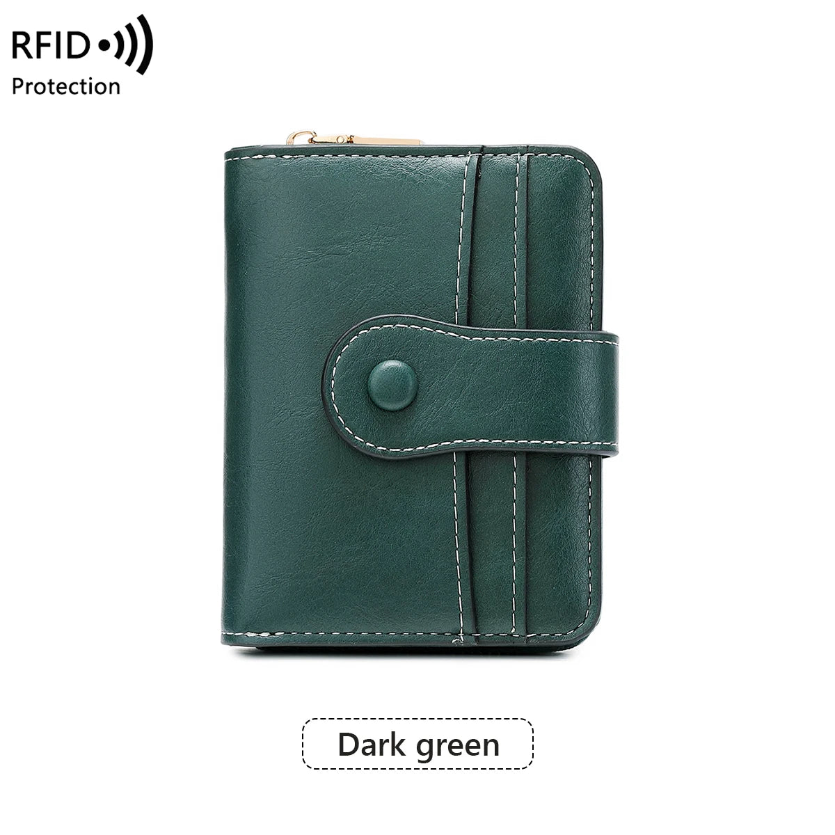 RFID-Blocking Women's Short Wallet – Multi-Card Slot Holder with Retro Buckle Coin Purse
