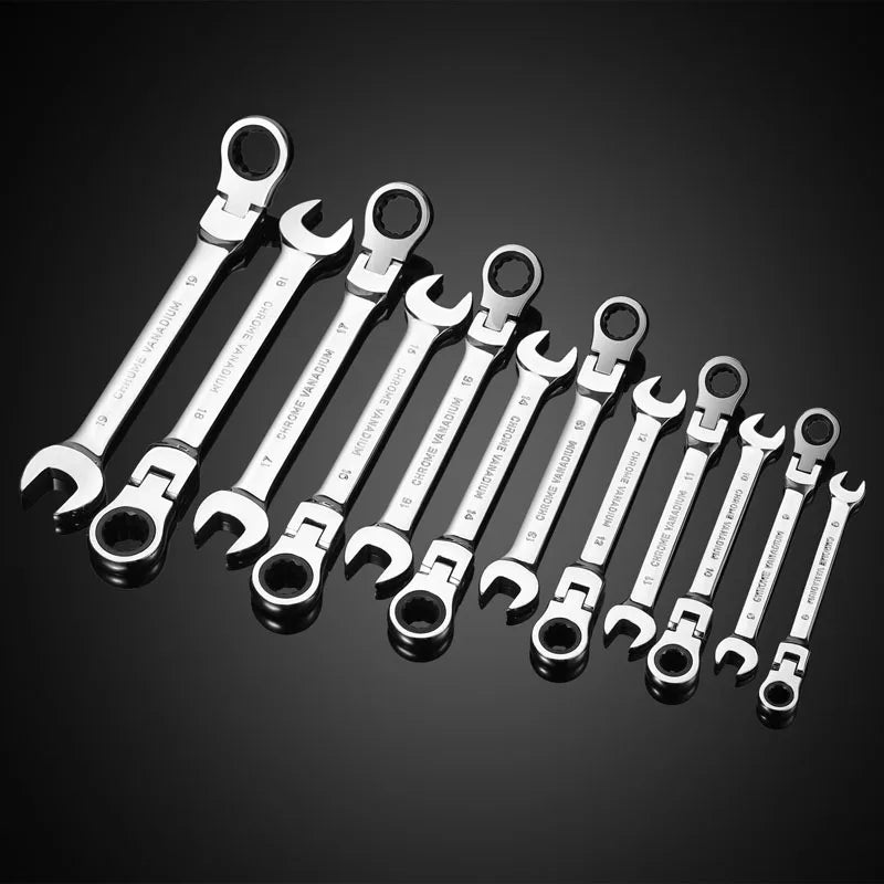 1 Piece Flexible Pivoting Head Ratchet Wrench Spanner Garage Metric hand Tool  For auto and Home Repair