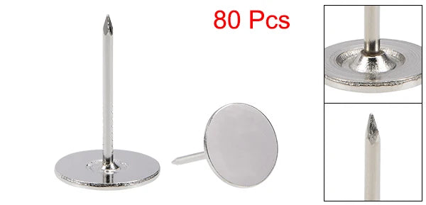 uxcell 20/40/60/80/100/150/200pcs Upholstery Nails Tacks 16x20/16x25/19x23mm Flat Head Furniture Nails Silver Tone