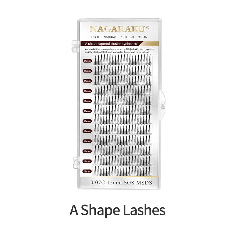 NAGARAKU A-Shape Tapered Flat Base Fluffy Eyelash Extension Spikes – Matte Cluster Makeup