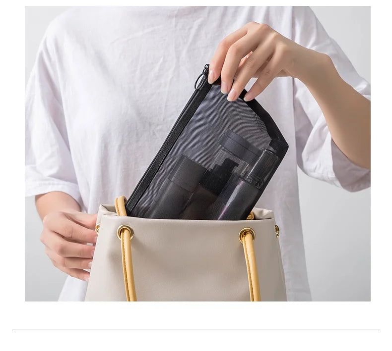 Mesh Cosmetic Travel Storage Makeup Bag Organiser