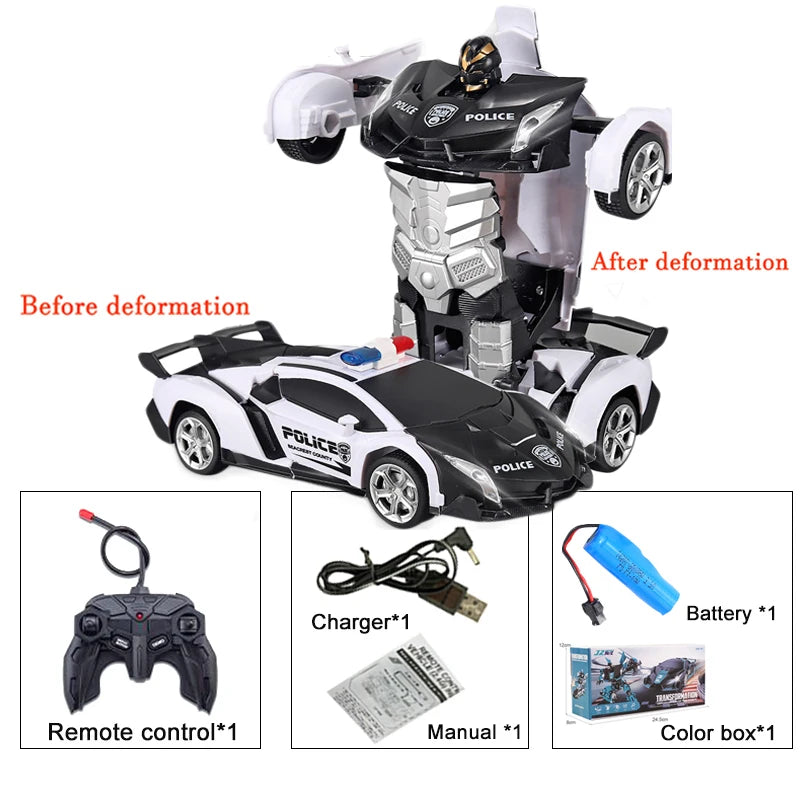 2-in-1 Electric RC Car & Robot – One-Key Transformation Remote Control Sports Car Toy for Kids