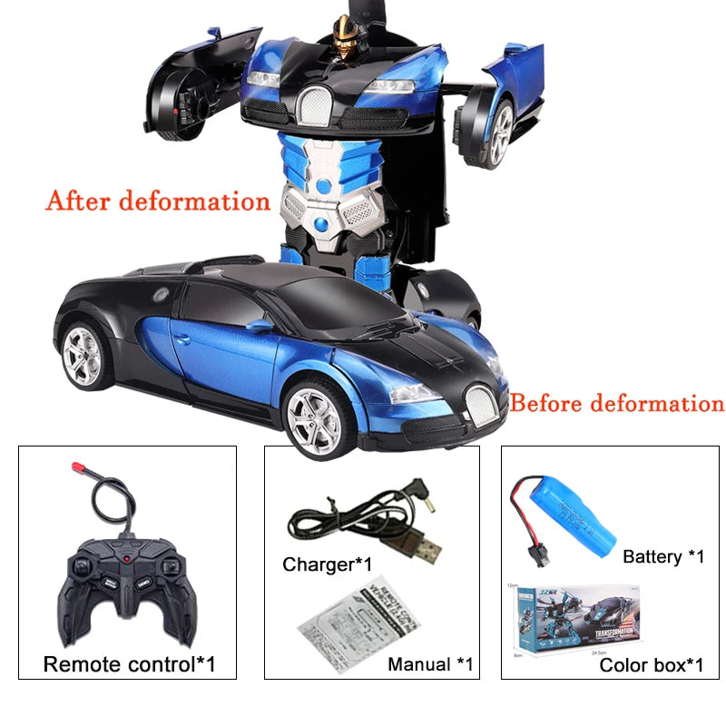 2-in-1 Electric RC Car & Robot – One-Key Transformation Remote Control Sports Car Toy for Kids