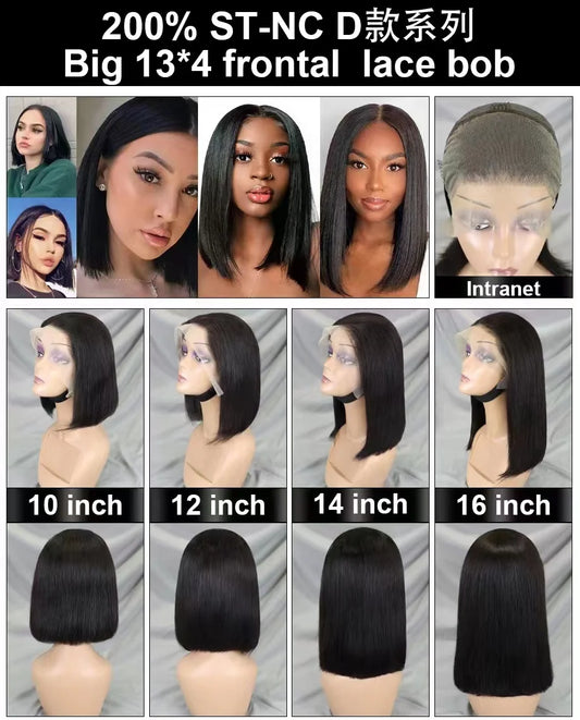 Peosaard Human Hair Wig, Bob Wig, 14 Inch Short Straight Black, HD Lace Front, Pre Plucked, Wigs Human Hair