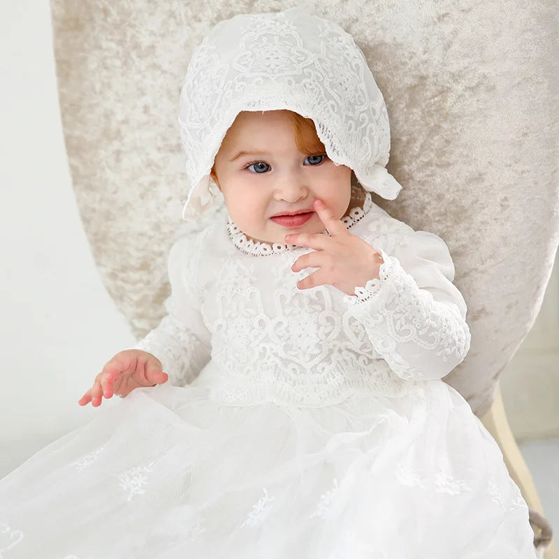 Hetiso Baby Girls Dress Long Sleeve Kids First Birthday Ball Gown Infant Dresses for Baptism Bridesmaid party 3-24 month