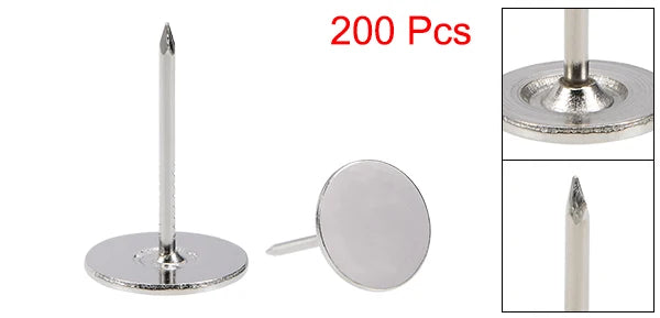 uxcell 20/40/60/80/100/150/200pcs Upholstery Nails Tacks 16x20/16x25/19x23mm Flat Head Furniture Nails Silver Tone