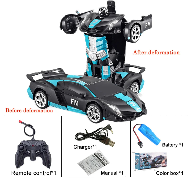2-in-1 Electric RC Car & Robot – One-Key Transformation Remote Control Sports Car Toy for Kids