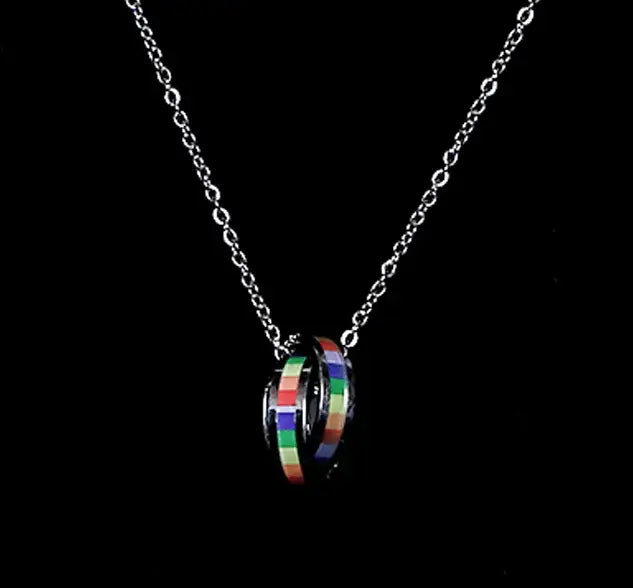 Rainbow Pride Couple Necklace in Titanium Steel