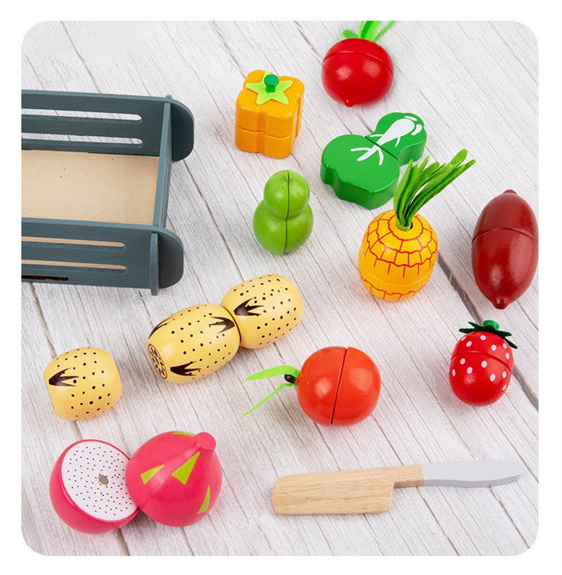 Wooden Simulation Kitchen Toy Montessori Pretend Play House Series Cut Fruit Desserts Children Cut Vegetables Educational Toys