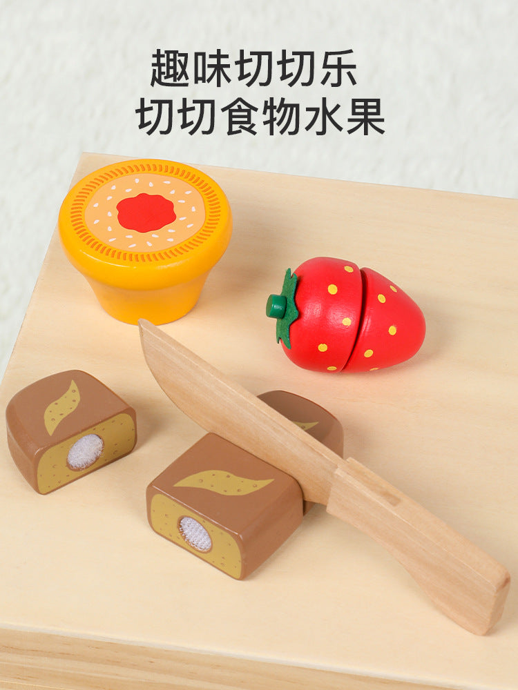 Wooden Simulation Kitchen Toy Montessori Pretend Play House Series Cut Fruit Desserts Children Cut Vegetables Educational Toys
