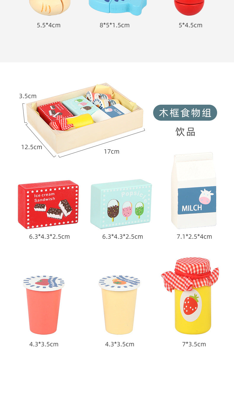Wooden Simulation Kitchen Toy Montessori Pretend Play House Series Cut Fruit Desserts Children Cut Vegetables Educational Toys