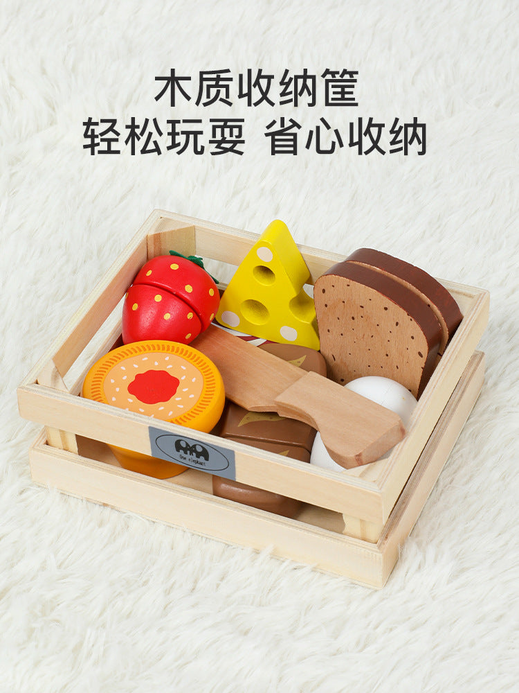 Wooden Simulation Kitchen Toy Montessori Pretend Play House Series Cut Fruit Desserts Children Cut Vegetables Educational Toys