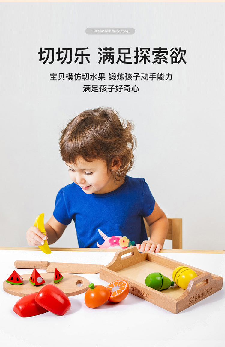Wooden Simulation Kitchen Toy Montessori Pretend Play House Series Cut Fruit Desserts Children Cut Vegetables Educational Toys