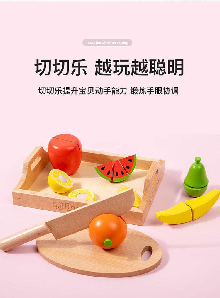 Wooden Simulation Kitchen Toy Montessori Pretend Play House Series Cut Fruit Desserts Children Cut Vegetables Educational Toys