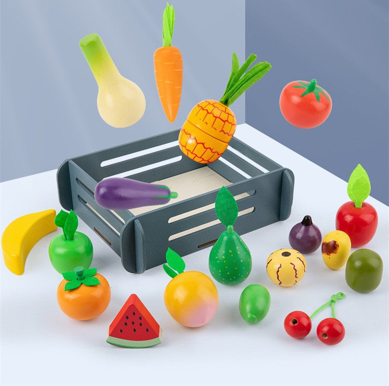 Wooden Simulation Kitchen Toy Montessori Pretend Play House Series Cut Fruit Desserts Children Cut Vegetables Educational Toys