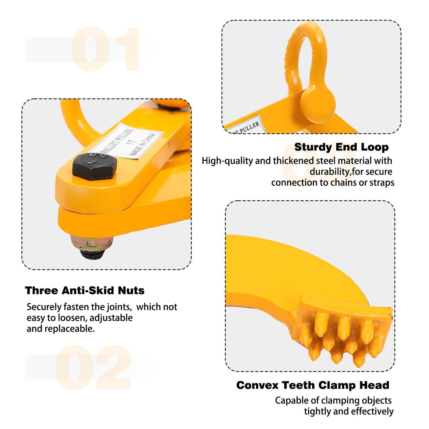 Pallet Puller Clamp 1/2/3T Tree Puller Tool Stump Puller Pallet Grabber Pallet Jack Puller Steel Single Scissor Hook Puller