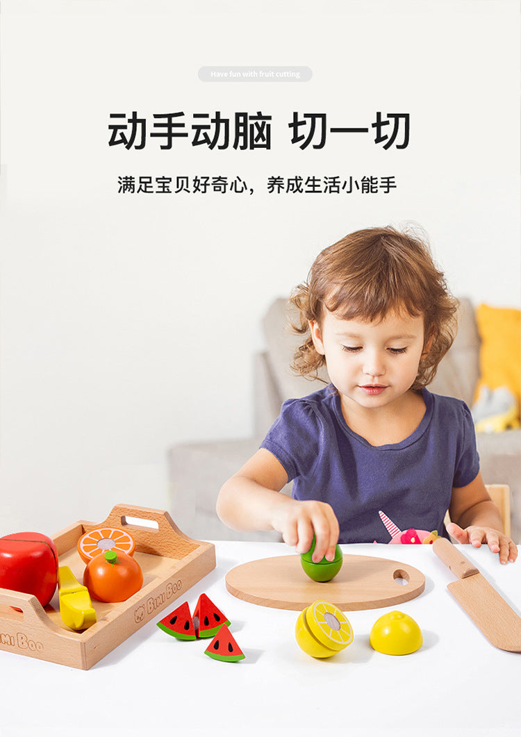 Wooden Simulation Kitchen Toy Montessori Pretend Play House Series Cut Fruit Desserts Children Cut Vegetables Educational Toys