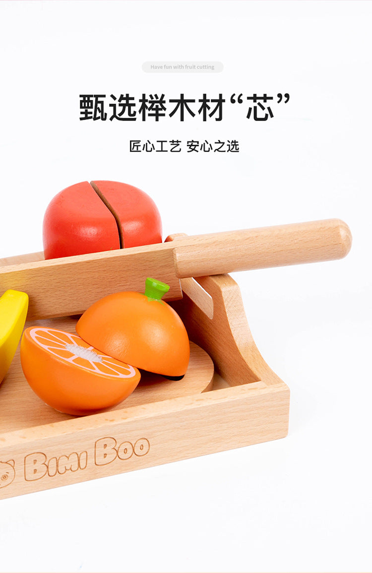 Wooden Simulation Kitchen Toy Montessori Pretend Play House Series Cut Fruit Desserts Children Cut Vegetables Educational Toys