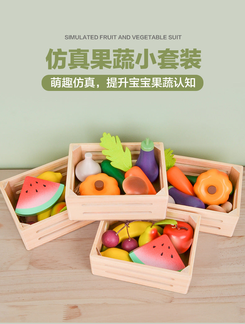 Wooden Simulation Kitchen Toy Montessori Pretend Play House Series Cut Fruit Desserts Children Cut Vegetables Educational Toys