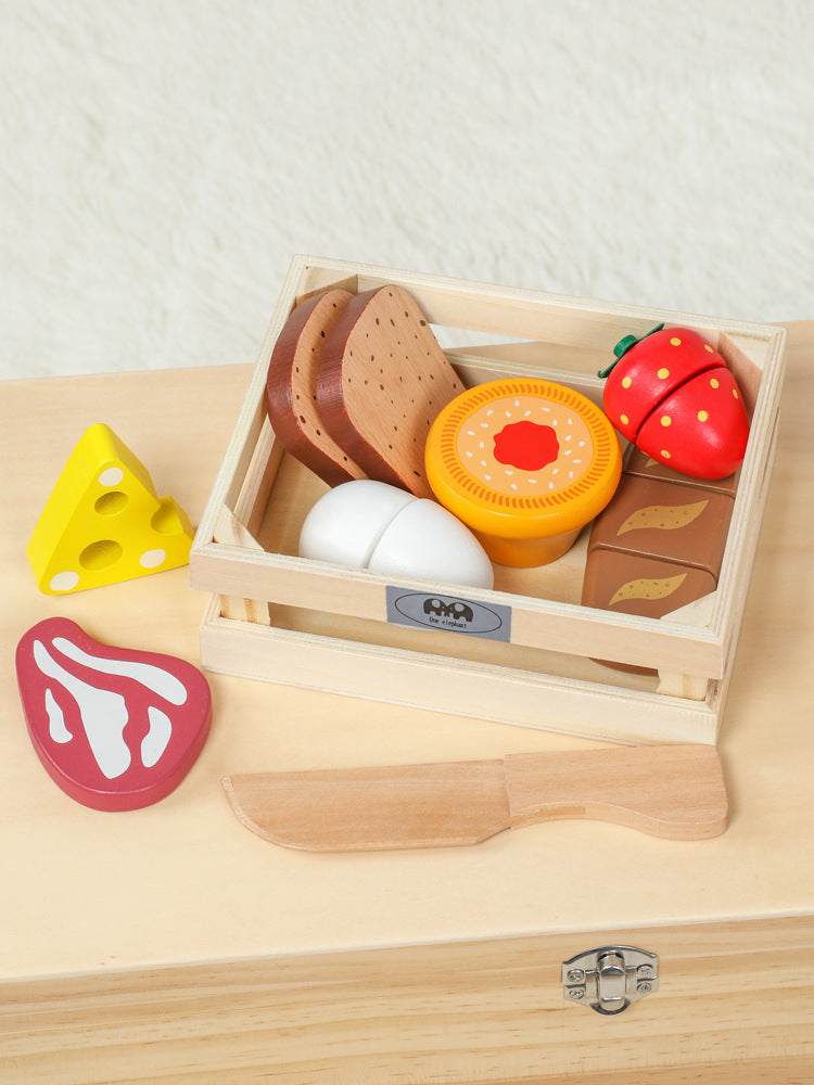 Wooden Simulation Kitchen Toy Montessori Pretend Play House Series Cut Fruit Desserts Children Cut Vegetables Educational Toys