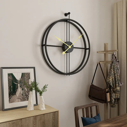 Nordic Creative Iron Wall Clock – Minimalist Metal Design for Living Room