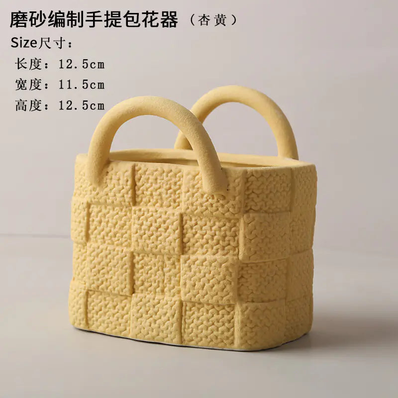 Ceramic Handbag Vase – Modern Morandi Style Tote Flower Pot