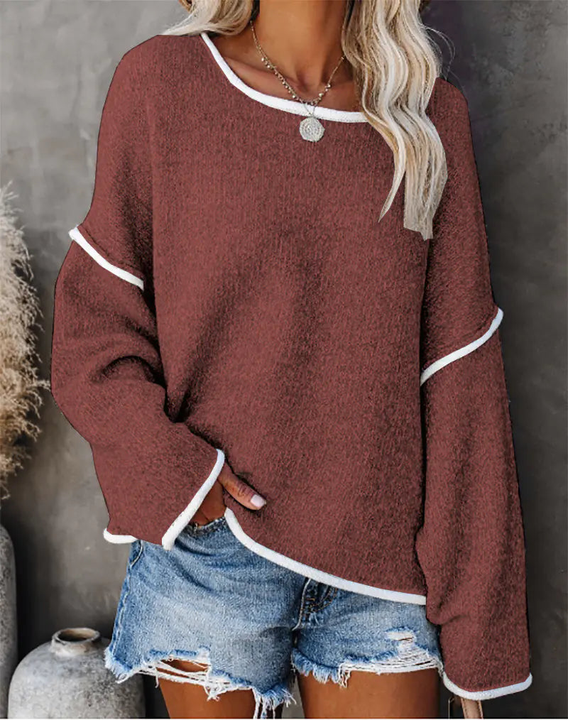Casual Round Neck Long-sleeved Sweater Top