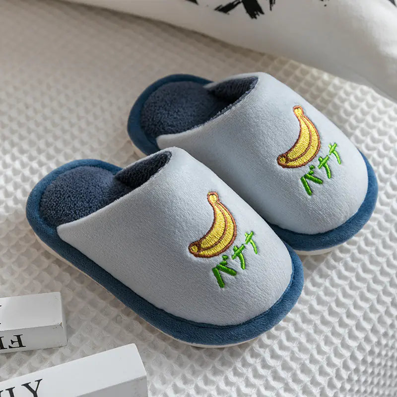 Kids' Cotton Slippers – Soft Indoor House Shoes with Cute Fruit Designs