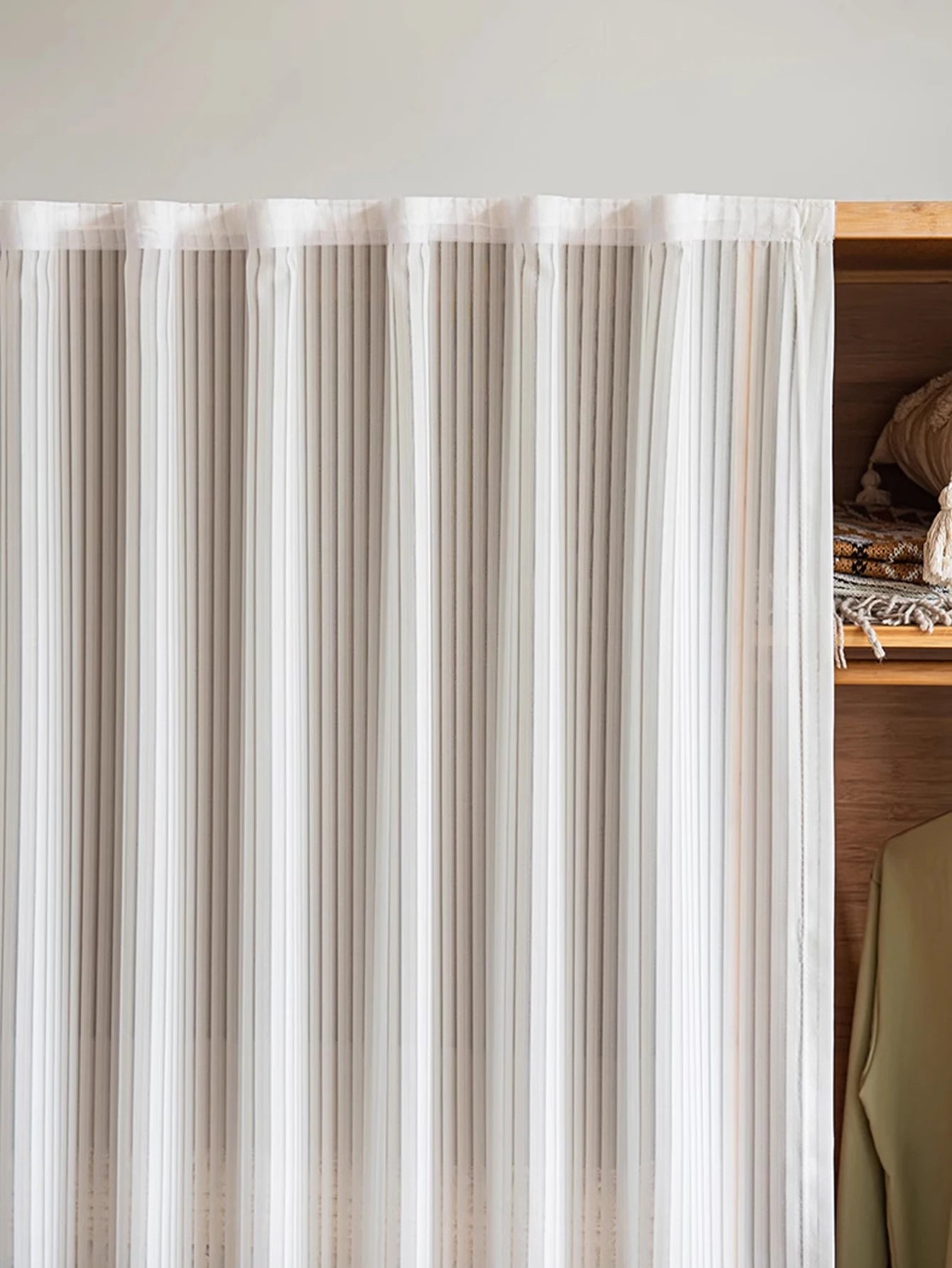 Vertical Stripe Design White Curtains
