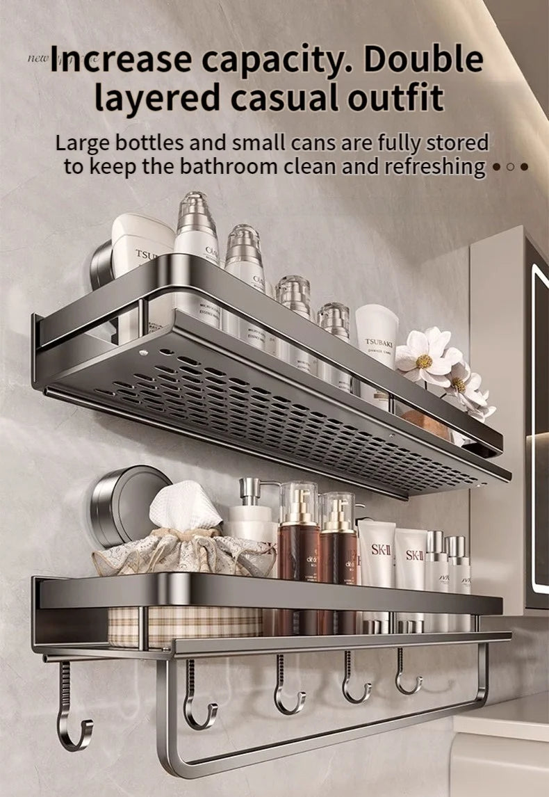 Suction cup storage rack, bathroom, non perforated artifact, toilet, washbasin, bathroom, wall mounted storage