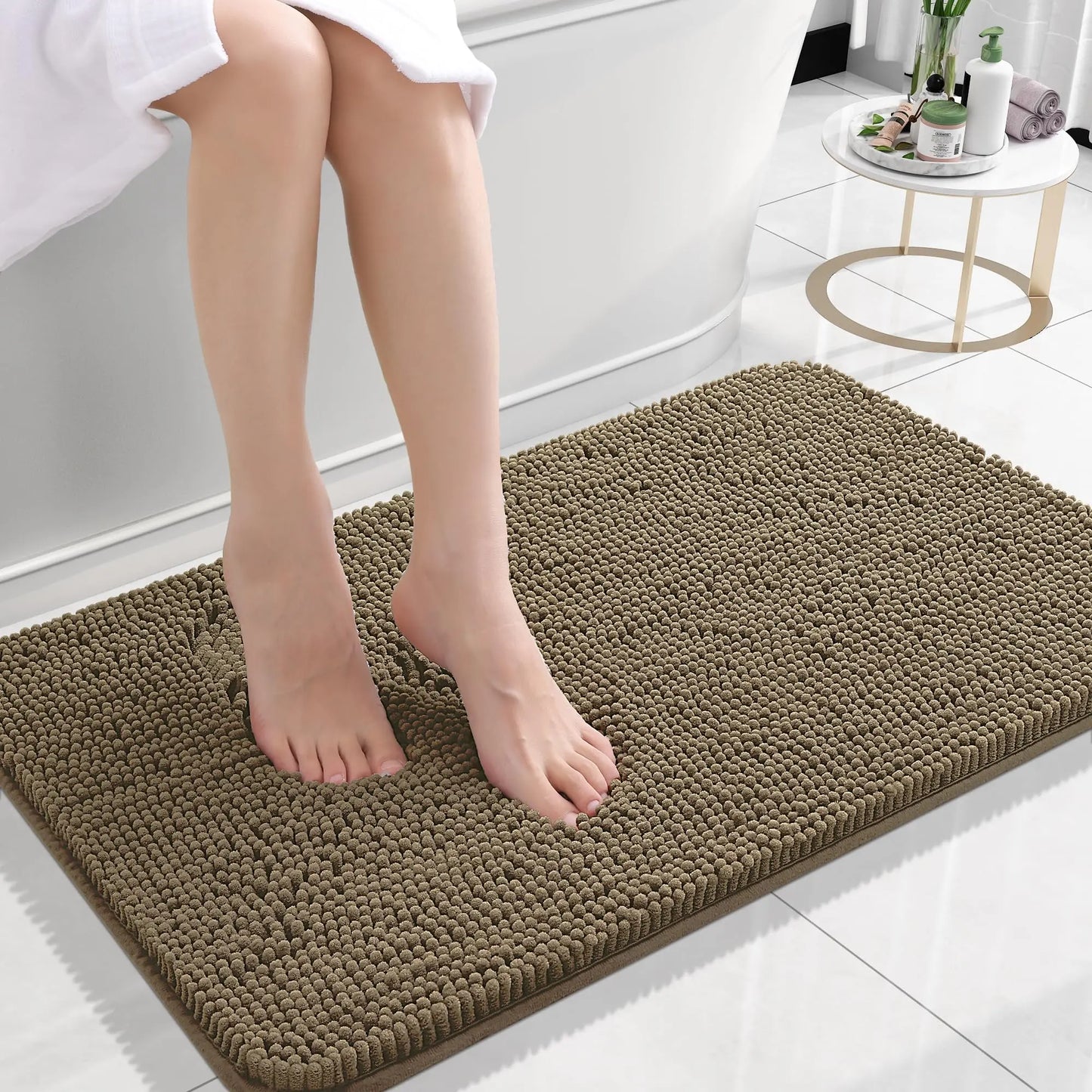 Homaxy Chenille Plain Hairy TPR Material Door Mat Indoor Non Slip Door Mat Dirt Trap Absorbent Mat Absorbs Water Bathroom Mat