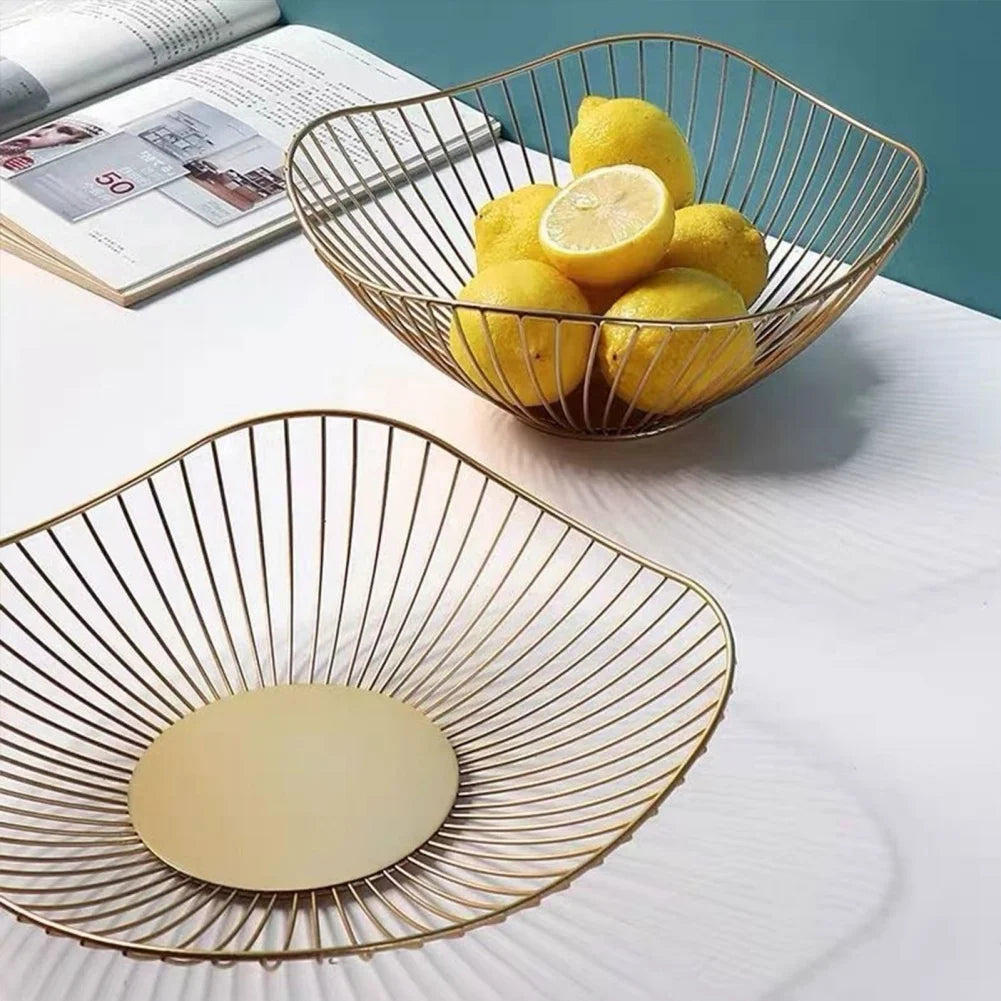 Metal Fruit Basket Simple Fruit Basin Multi-Size Iron Snack Bread Vegetable Storage Bowls Kitchen Eggs Dessert Holder Organiser