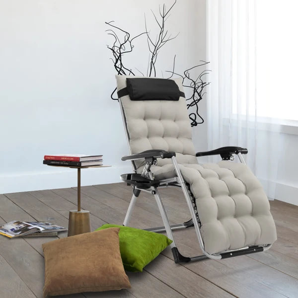 Infinity Zero Gravity Chair with Pad, Patio Chairs with Pillow and Utility Tray Adjustable Folding Recliner for Deck,Patio,Beach