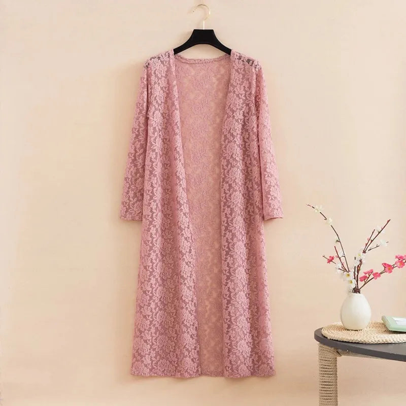 Summer Sun Protection Clothing Women Long Cardigan Female Cardigans Long Sleeve Women Lace Coat Jacket Ladies Shawl Outerwear
