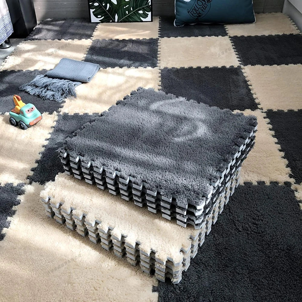 10Pcs Soft Plush Baby Play Mat EVA Foam Puzzle Carpet 30x30cm Children’s Mat Keep Warm for Kids Room Baby Toys Floor Playmat