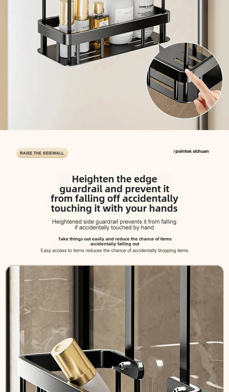 1/2/3 Tiers Bathroom Punch Free Wall-mounted Storage Rack Shower Room Over The Door Toiletries Organizer Bathroom Hanging Shelf