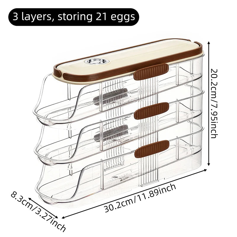 1 piece, Egg storage box, automatic rolling refrigerator egg rack storage, hand-held egg refrigerator side door storagerack