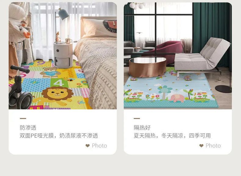 Baby Play Mat 180x200cm Doubel Sided Printed Kids Rug Educational Toys for Children Crawling Carpet Game Activity Gym Foam Floor