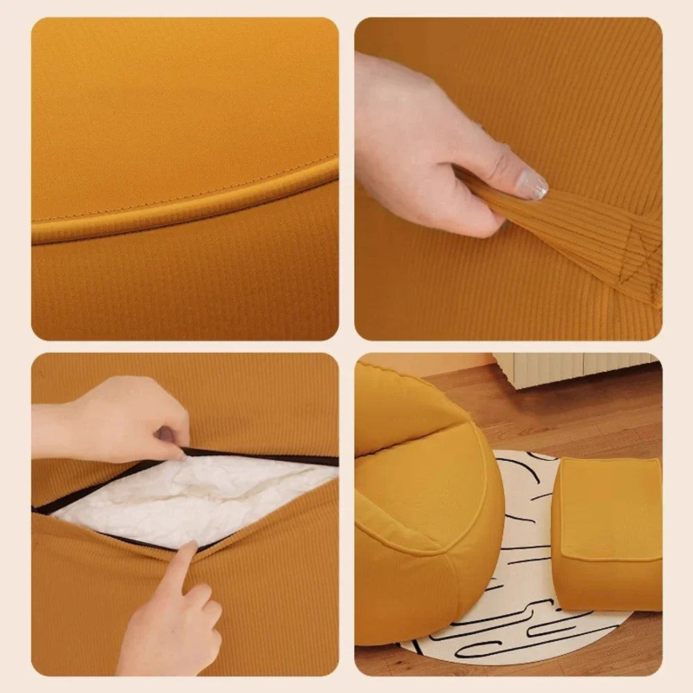 Single Lazy Bean Bag Sofa Upscale Soft Balcony Comfortable Sofa Chair with Footrest Padding Included Home Furniture