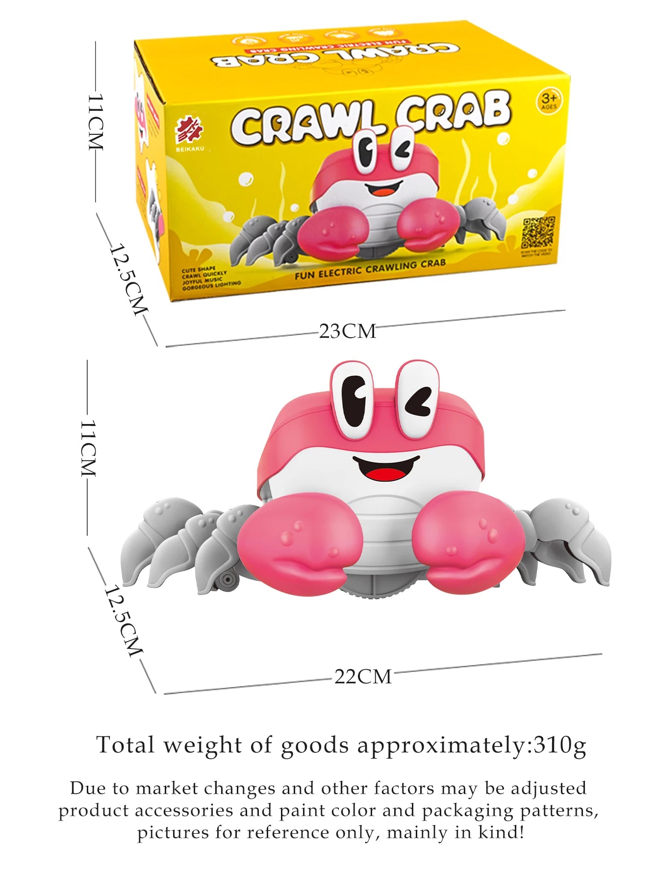 Crawling Crab Baby Toy, Learning Crawl Toys Crab with Music Dancing Walking Moving Induction Gifts for 3+ Boys and Girls