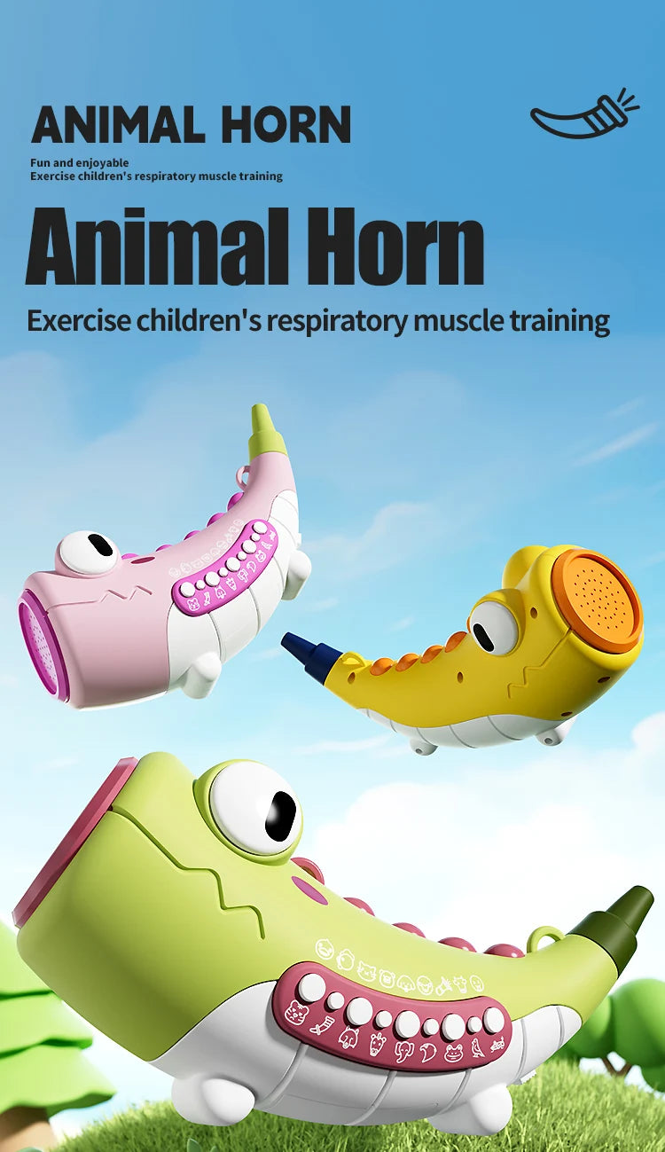 Kids Animal Horn Blowing Toy – Interactive Sound Learning and Oral Muscle Trainer with Easy-Clean Design