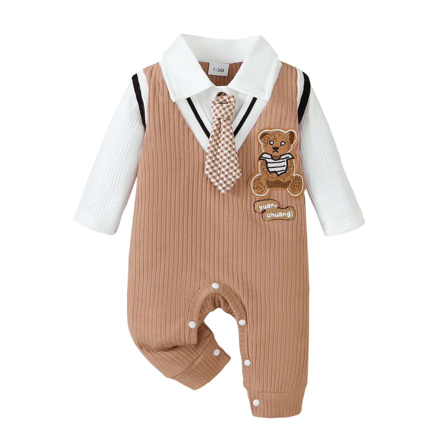 New Gentlemen Romper with Tie Short Sleeved Baby Onesie Summer Daily Wear Jumpsuit Birthday Clothing for Toddler Boy 1-18 Months