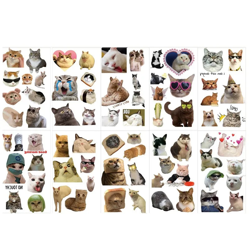 10Pcs/set New Love Cat Temporary Tattoo Stickers Cute Cat Children Waterproof Tattoo For Kids Funny Birthday Gift