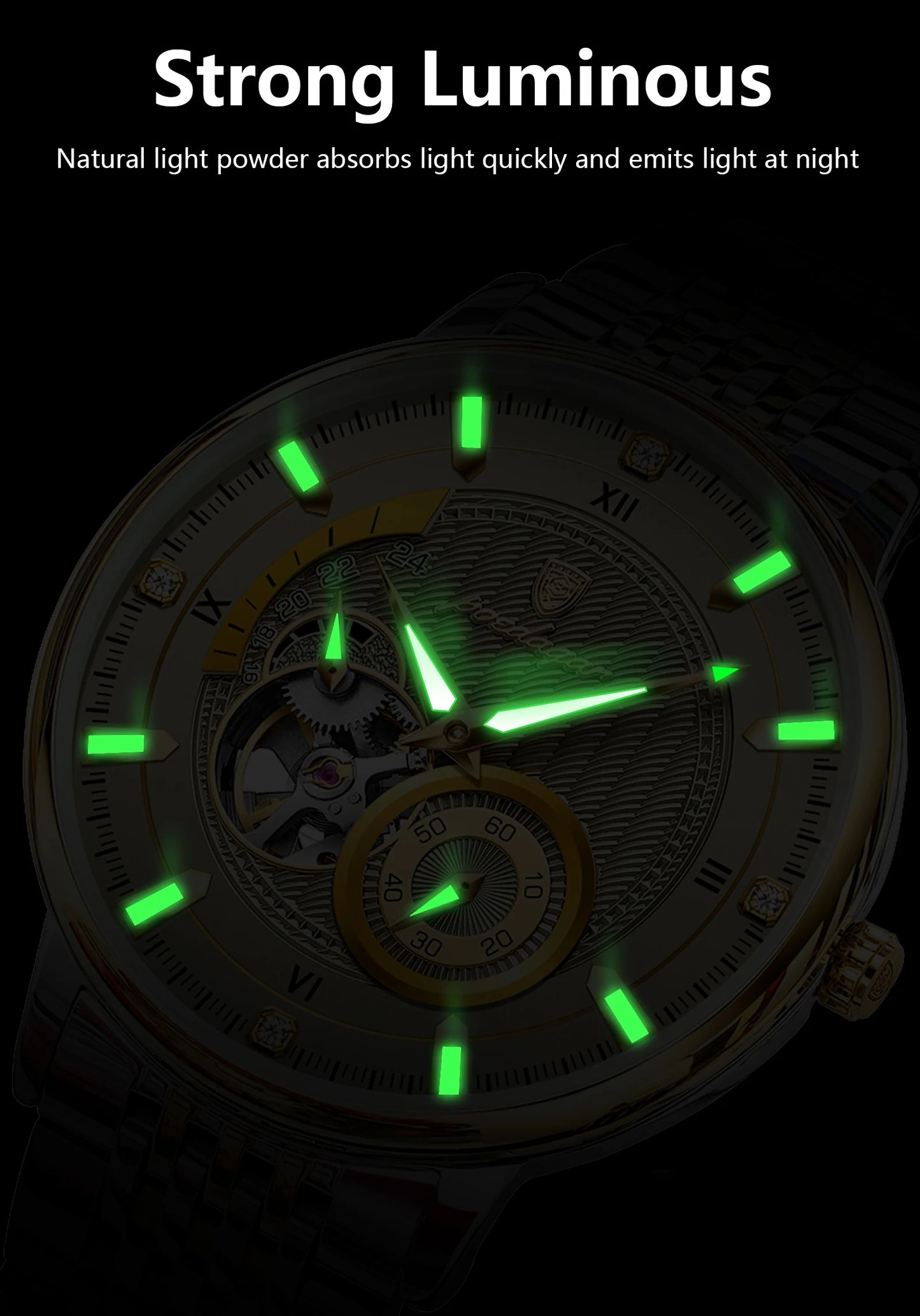 POEDAGAR Luxury Man Watch Stainless Steel Hollow Tourbillon Men Clock Luminous Mechanical Automatic Business Men's Watches Reloj